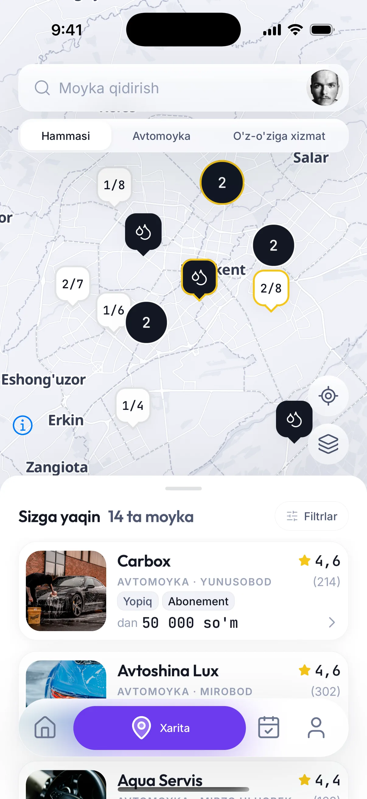 MoykaGo: xaritada yaqin moykalar
